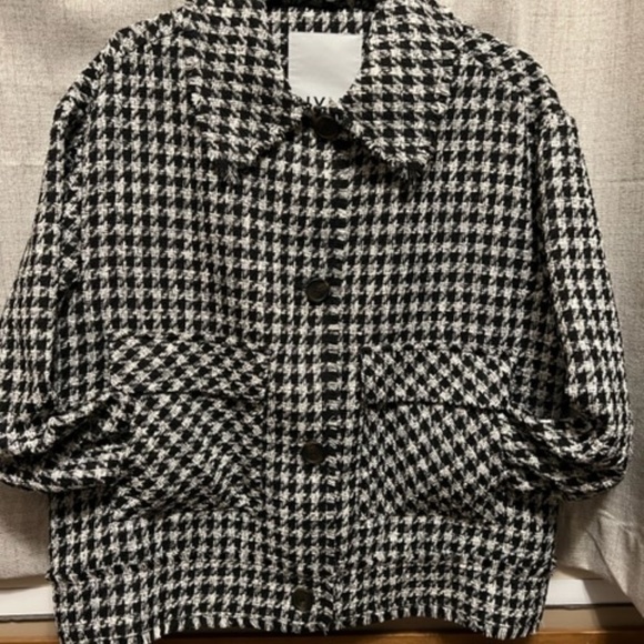 NVLT Tweed Trucker Jacket - Black Combo - Size L - Picture 5 of 7